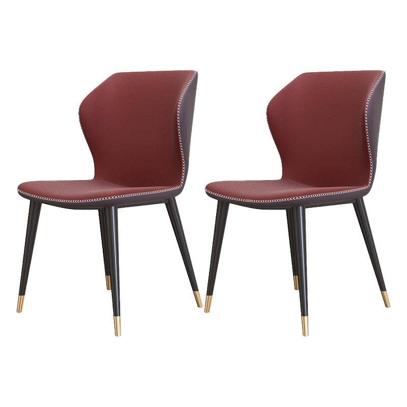 Glam Metal Dining Room Armless Chairs Wingback Parsons Chair for Restaurant Red 2 Piece Set Black Gold Clearhalo ' kitchen&dining_furn' 'Dining Chairs' 'Dining Tables & Seating' 'dining_chair' 'furn' 'furn_dining_chair' 'Furniture' 'furniture_dining_chair' 'Kitchen & Dining Furniture' 'kitchen' 4008452