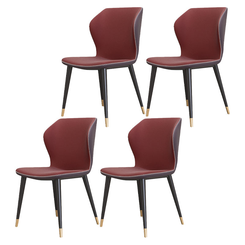 Glam Metal Dining Room Armless Chairs Wingback Parsons Chair for Restaurant Red 4 Piece Set Black Gold Clearhalo ' kitchen&dining_furn' 'Dining Chairs' 'Dining Tables & Seating' 'dining_chair' 'furn' 'furn_dining_chair' 'Furniture' 'furniture_dining_chair' 'Kitchen & Dining Furniture' 'kitchen' 4008454