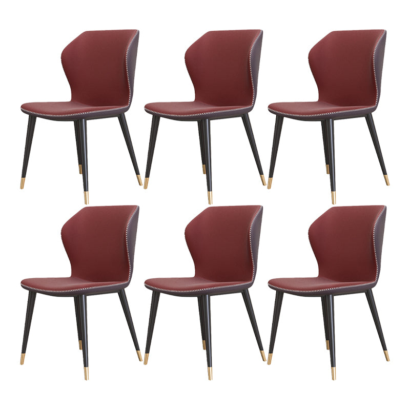 Glam Metal Dining Room Armless Chairs Wingback Parsons Chair for Restaurant Red 6 Piece Set Black Gold Clearhalo ' kitchen&dining_furn' 'Dining Chairs' 'Dining Tables & Seating' 'dining_chair' 'furn' 'furn_dining_chair' 'Furniture' 'furniture_dining_chair' 'Kitchen & Dining Furniture' 'kitchen' 4008456