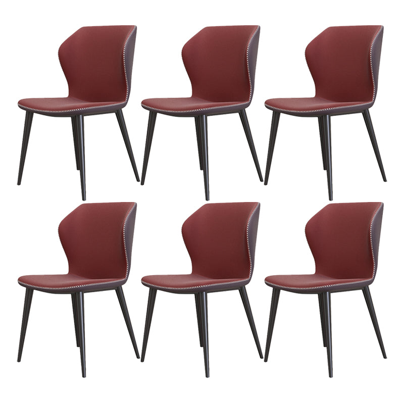 Glam Metal Dining Room Armless Chairs Wingback Parsons Chair for Restaurant Red 6 Piece Set Black Clearhalo ' kitchen&dining_furn' 'Dining Chairs' 'Dining Tables & Seating' 'dining_chair' 'furn' 'furn_dining_chair' 'Furniture' 'furniture_dining_chair' 'Kitchen & Dining Furniture' 'kitchen' 4008460