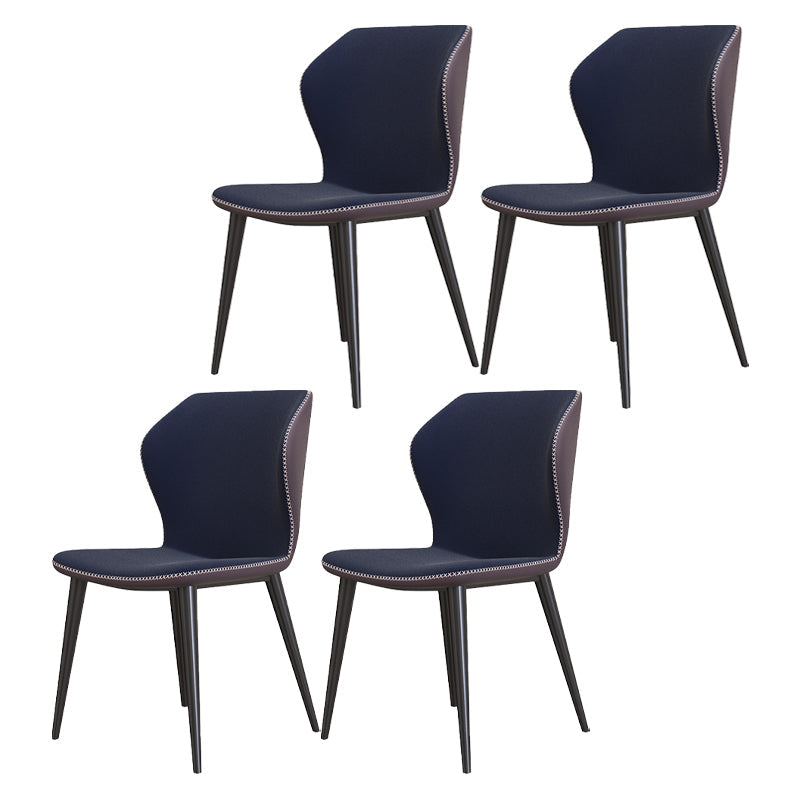 Glam Metal Dining Room Armless Chairs Wingback Parsons Chair for Restaurant Blue 4 Piece Set Black Clearhalo ' kitchen&dining_furn' 'Dining Chairs' 'Dining Tables & Seating' 'dining_chair' 'furn' 'furn_dining_chair' 'Furniture' 'furniture_dining_chair' 'Kitchen & Dining Furniture' 'kitchen' 4008462
