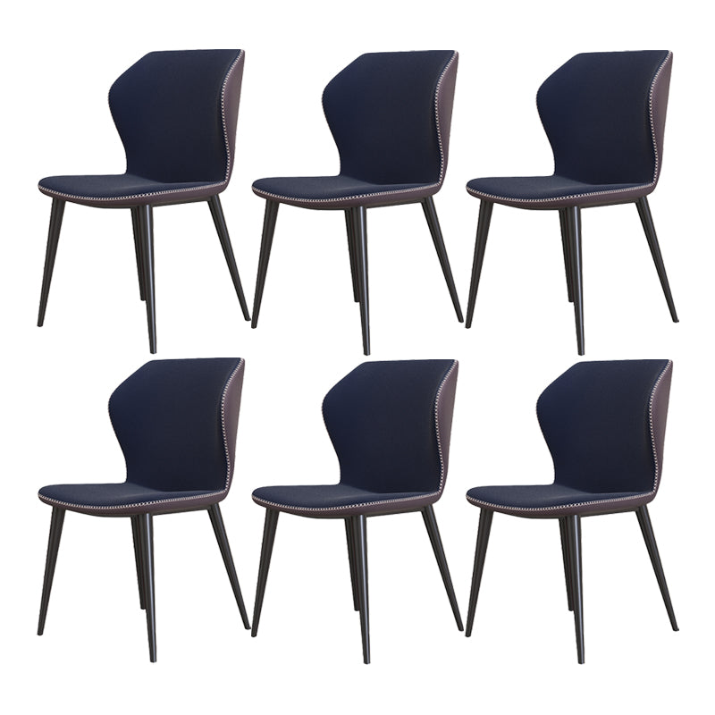 Glam Metal Dining Room Armless Chairs Wingback Parsons Chair for Restaurant Blue 6 Piece Set Black Clearhalo ' kitchen&dining_furn' 'Dining Chairs' 'Dining Tables & Seating' 'dining_chair' 'furn' 'furn_dining_chair' 'Furniture' 'furniture_dining_chair' 'Kitchen & Dining Furniture' 'kitchen' 4008463