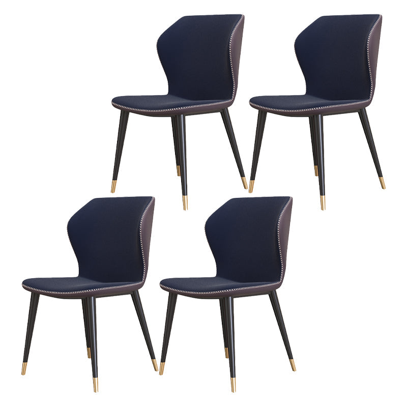 Glam Metal Dining Room Armless Chairs Wingback Parsons Chair for Restaurant Blue 4 Piece Set Black Gold Clearhalo ' kitchen&dining_furn' 'Dining Chairs' 'Dining Tables & Seating' 'dining_chair' 'furn' 'furn_dining_chair' 'Furniture' 'furniture_dining_chair' 'Kitchen & Dining Furniture' 'kitchen' 4008465
