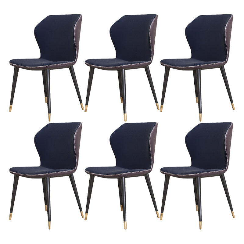 Glam Metal Dining Room Armless Chairs Wingback Parsons Chair for Restaurant Blue 6 Piece Set Black Gold Clearhalo ' kitchen&dining_furn' 'Dining Chairs' 'Dining Tables & Seating' 'dining_chair' 'furn' 'furn_dining_chair' 'Furniture' 'furniture_dining_chair' 'Kitchen & Dining Furniture' 'kitchen' 4008466