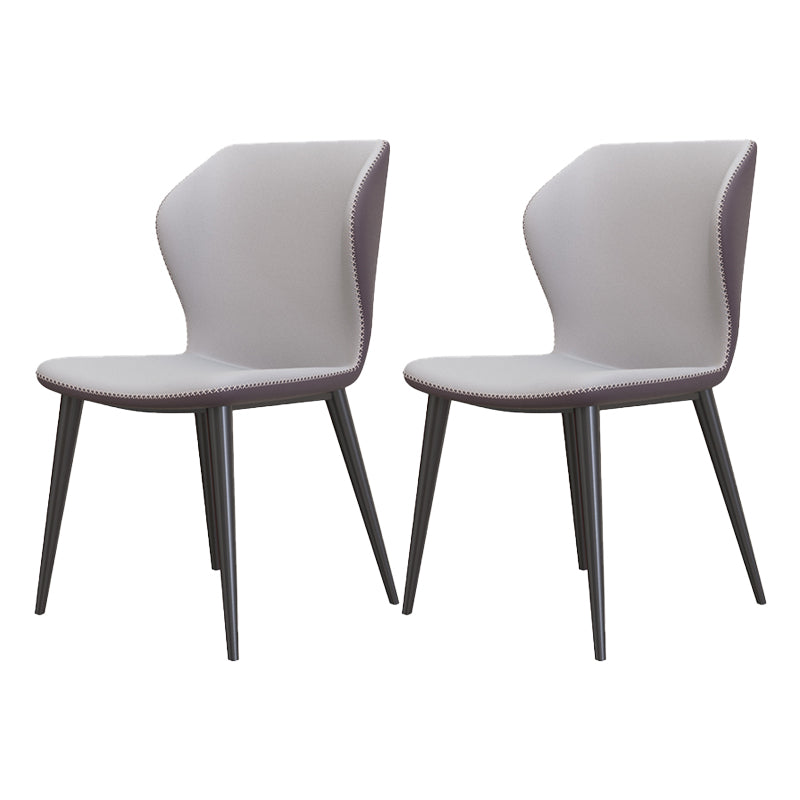 Glam Metal Dining Room Armless Chairs Wingback Parsons Chair for Restaurant Light Gray 2 Piece Set Black Clearhalo ' kitchen&dining_furn' 'Dining Chairs' 'Dining Tables & Seating' 'dining_chair' 'furn' 'furn_dining_chair' 'Furniture' 'furniture_dining_chair' 'Kitchen & Dining Furniture' 'kitchen' 4008467