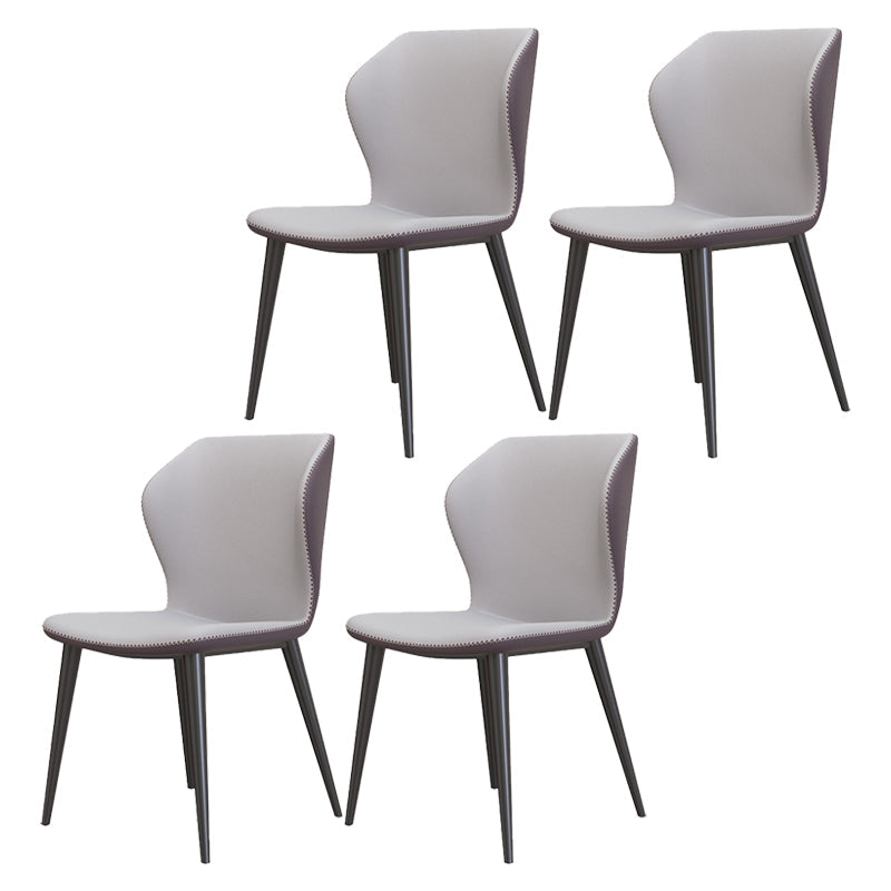 Glam Metal Dining Room Armless Chairs Wingback Parsons Chair for Restaurant Light Gray 4 Piece Set Black Clearhalo ' kitchen&dining_furn' 'Dining Chairs' 'Dining Tables & Seating' 'dining_chair' 'furn' 'furn_dining_chair' 'Furniture' 'furniture_dining_chair' 'Kitchen & Dining Furniture' 'kitchen' 4008468