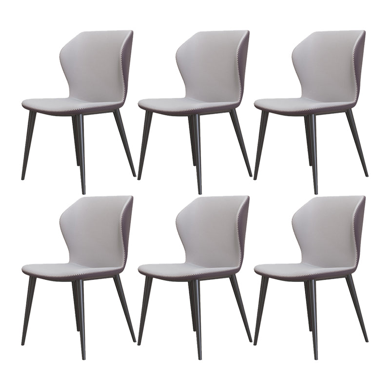 Glam Metal Dining Room Armless Chairs Wingback Parsons Chair for Restaurant Light Gray 6 Piece Set Black Clearhalo ' kitchen&dining_furn' 'Dining Chairs' 'Dining Tables & Seating' 'dining_chair' 'furn' 'furn_dining_chair' 'Furniture' 'furniture_dining_chair' 'Kitchen & Dining Furniture' 'kitchen' 4008469