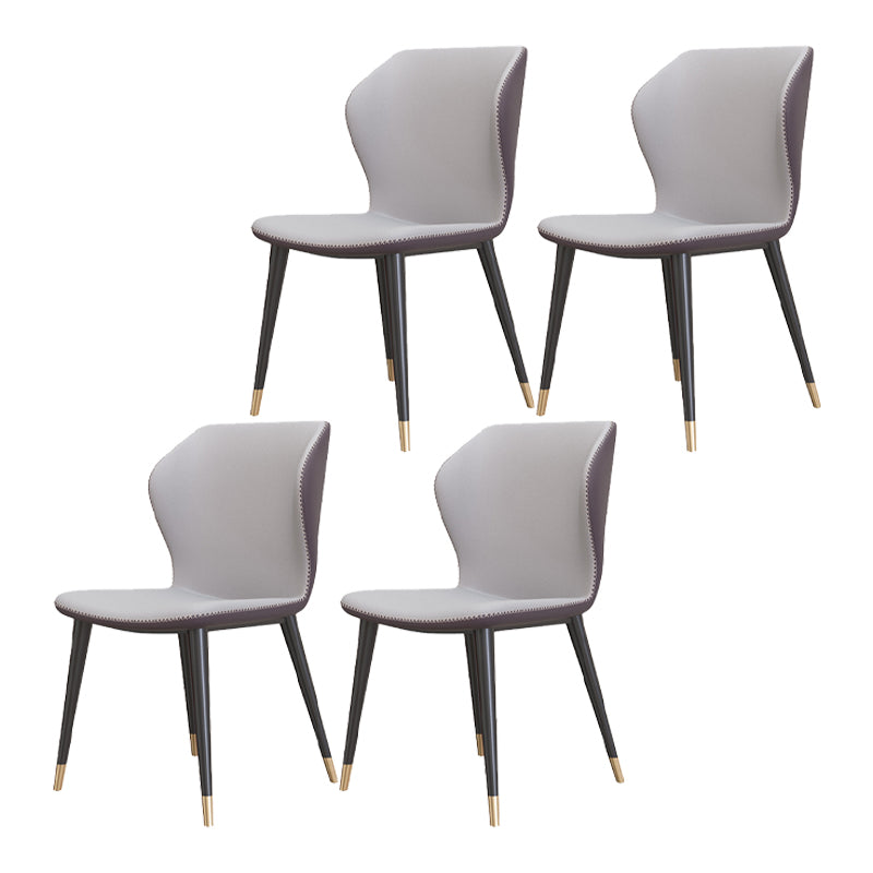 Glam Metal Dining Room Armless Chairs Wingback Parsons Chair for Restaurant Light Gray 4 Piece Set Black Gold Clearhalo ' kitchen&dining_furn' 'Dining Chairs' 'Dining Tables & Seating' 'dining_chair' 'furn' 'furn_dining_chair' 'Furniture' 'furniture_dining_chair' 'Kitchen & Dining Furniture' 'kitchen' 4008471