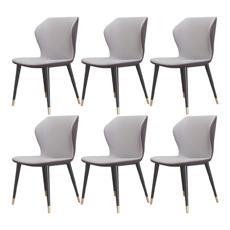Glam Metal Dining Room Armless Chairs Wingback Parsons Chair for Restaurant Light Gray 6 Piece Set Black Gold Clearhalo ' kitchen&dining_furn' 'Dining Chairs' 'Dining Tables & Seating' 'dining_chair' 'furn' 'furn_dining_chair' 'Furniture' 'furniture_dining_chair' 'Kitchen & Dining Furniture' 'kitchen' 4008472