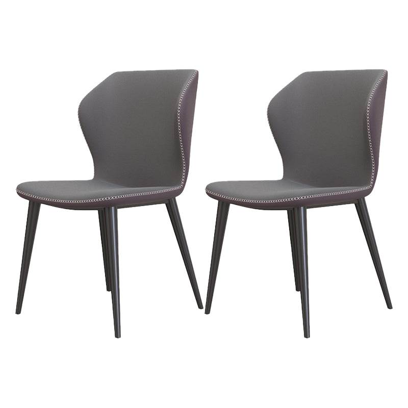 Glam Metal Dining Room Armless Chairs Wingback Parsons Chair for Restaurant Dark Gray 2 Piece Set Black Clearhalo ' kitchen&dining_furn' 'Dining Chairs' 'Dining Tables & Seating' 'dining_chair' 'furn' 'furn_dining_chair' 'Furniture' 'furniture_dining_chair' 'Kitchen & Dining Furniture' 'kitchen' 4008473