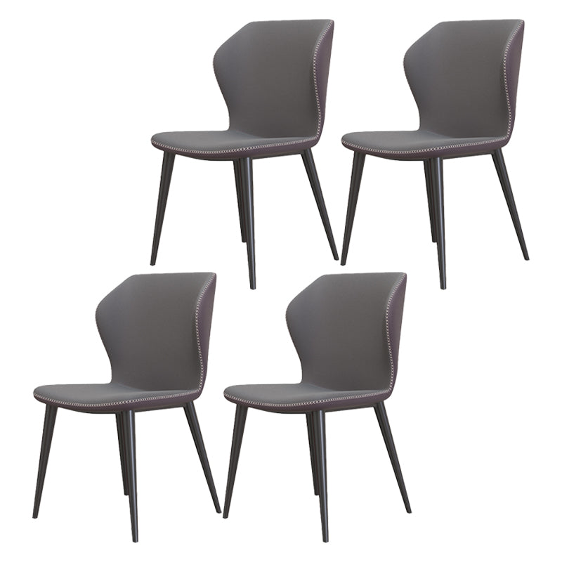 Glam Metal Dining Room Armless Chairs Wingback Parsons Chair for Restaurant Dark Gray 4 Piece Set Black Clearhalo ' kitchen&dining_furn' 'Dining Chairs' 'Dining Tables & Seating' 'dining_chair' 'furn' 'furn_dining_chair' 'Furniture' 'furniture_dining_chair' 'Kitchen & Dining Furniture' 'kitchen' 4008474