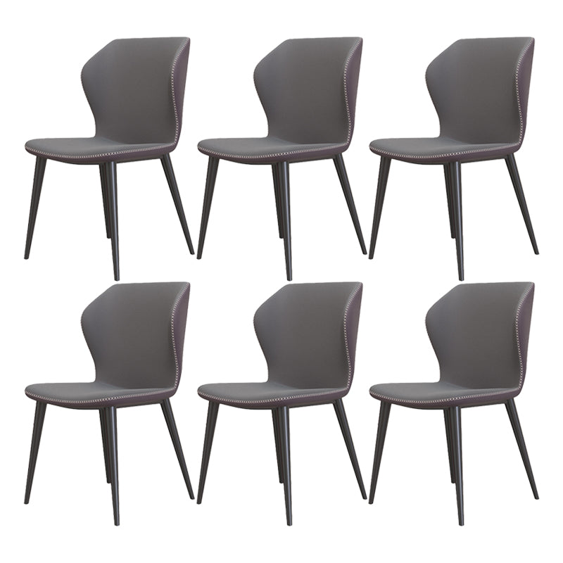 Glam Metal Dining Room Armless Chairs Wingback Parsons Chair for Restaurant Dark Gray 6 Piece Set Black Clearhalo ' kitchen&dining_furn' 'Dining Chairs' 'Dining Tables & Seating' 'dining_chair' 'furn' 'furn_dining_chair' 'Furniture' 'furniture_dining_chair' 'Kitchen & Dining Furniture' 'kitchen' 4008475