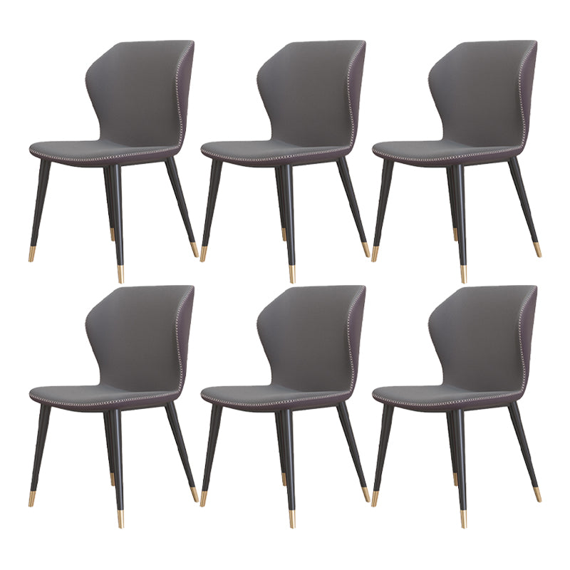 Glam Metal Dining Room Armless Chairs Wingback Parsons Chair for Restaurant Dark Gray 6 Piece Set Black Gold Clearhalo ' kitchen&dining_furn' 'Dining Chairs' 'Dining Tables & Seating' 'dining_chair' 'furn' 'furn_dining_chair' 'Furniture' 'furniture_dining_chair' 'Kitchen & Dining Furniture' 'kitchen' 4008478