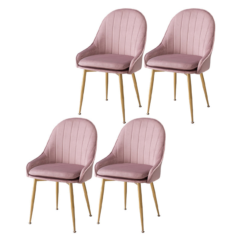 Nordic Metal Dining Room Armchairs Upholstered Linen Fabric Chairs for Restaurant Pink 4 Piece Set Clearhalo ' kitchen&dining_furn' 'Dining Chairs' 'Dining Tables & Seating' 'dining_chair' 'furn' 'furn_dining_chair' 'Furniture' 'furniture_dining_chair' 'Kitchen & Dining Furniture' 'kitchen' 4008482