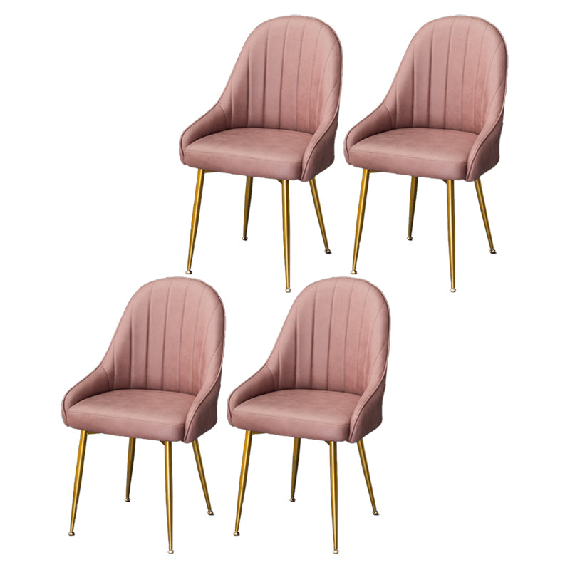 Nordic Metal Dining Room Armchairs Upholstered Linen Fabric Chairs for Restaurant Cameo Brown 4 Piece Set Clearhalo ' kitchen&dining_furn' 'Dining Chairs' 'Dining Tables & Seating' 'dining_chair' 'furn' 'furn_dining_chair' 'Furniture' 'furniture_dining_chair' 'Kitchen & Dining Furniture' 'kitchen' 4008488