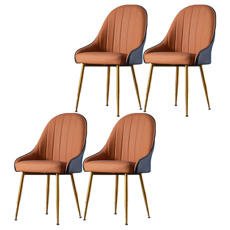 Nordic Metal Dining Room Armchairs Upholstered Linen Fabric Chairs for Restaurant Orange Blue 4 Piece Set Clearhalo ' kitchen&dining_furn' 'Dining Chairs' 'Dining Tables & Seating' 'dining_chair' 'furn' 'furn_dining_chair' 'Furniture' 'furniture_dining_chair' 'Kitchen & Dining Furniture' 'kitchen' 4008527