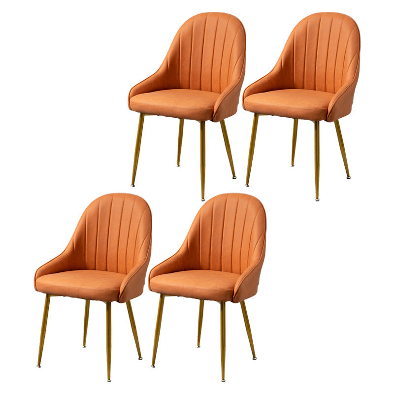 Nordic Metal Dining Room Armchairs Upholstered Linen Fabric Chairs for Restaurant Orange 4 Piece Set Clearhalo ' kitchen&dining_furn' 'Dining Chairs' 'Dining Tables & Seating' 'dining_chair' 'furn' 'furn_dining_chair' 'Furniture' 'furniture_dining_chair' 'Kitchen & Dining Furniture' 'kitchen' 4008530