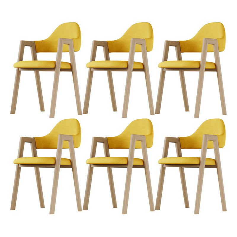 Modern Indoor-Outdoor Metal Dining Room Side Chair Open Back Dining Side Chair with Arm Yellow 6 Piece Set Clearhalo ' kitchen&dining_furn' 'Dining Chairs' 'Dining Tables & Seating' 'dining_chair' 'furn' 'furn_dining_chair' 'Furniture' 'furniture_dining_chair' 'Kitchen & Dining Furniture' 'kitchen' 4008536