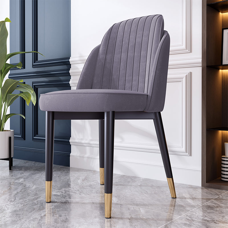 Scandinavian Style Dining Chair Metal Leather Dining Room Solid Back Chair Dark Gray 1 Piece Black Gold Clearhalo ' kitchen&dining_furn' 'Dining Chairs' 'Dining Tables & Seating' 'dining_chair' 'furn' 'furn_dining_chair' 'Furniture' 'furniture_dining_chair' 'Kitchen & Dining Furniture' 'kitchen' 4008568