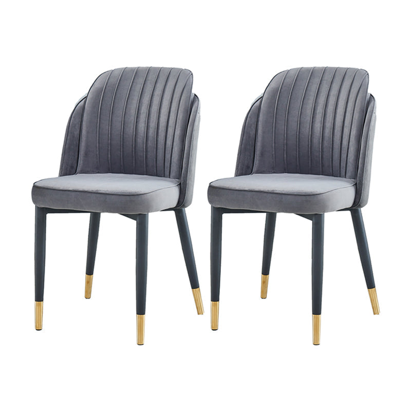 Scandinavian Style Dining Chair Metal Leather Dining Room Solid Back Chair Dark Gray 2 Piece Set Black Gold Clearhalo ' kitchen&dining_furn' 'Dining Chairs' 'Dining Tables & Seating' 'dining_chair' 'furn' 'furn_dining_chair' 'Furniture' 'furniture_dining_chair' 'Kitchen & Dining Furniture' 'kitchen' 4008569