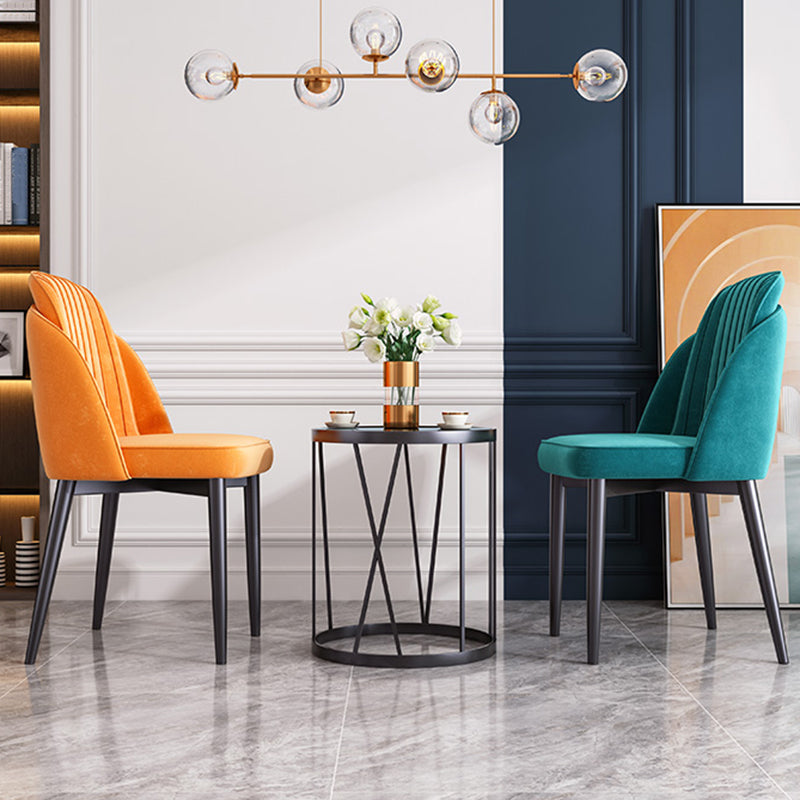 Scandinavian Style Dining Chair Metal Leather Dining Room Solid Back Chair Clearhalo ' kitchen&dining_furn' 'Dining Chairs' 'Dining Tables & Seating' 'dining_chair' 'furn' 'furn_dining_chair' 'Furniture' 'furniture_dining_chair' 'Kitchen & Dining Furniture' 'kitchen' 4008572