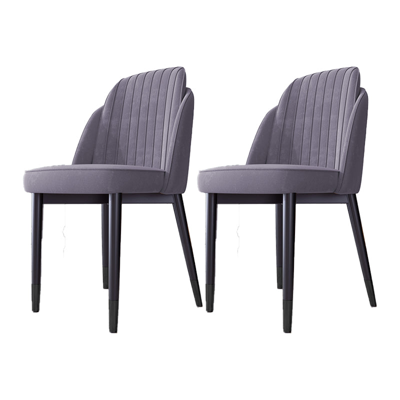 Scandinavian Style Dining Chair Metal Leather Dining Room Solid Back Chair Dark Gray 2 Piece Set Black Clearhalo ' kitchen&dining_furn' 'Dining Chairs' 'Dining Tables & Seating' 'dining_chair' 'furn' 'furn_dining_chair' 'Furniture' 'furniture_dining_chair' 'Kitchen & Dining Furniture' 'kitchen' 4008576