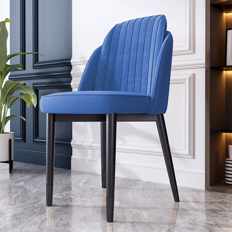 Scandinavian Style Dining Chair Metal Leather Dining Room Solid Back Chair Blue 1 Piece Black Clearhalo ' kitchen&dining_furn' 'Dining Chairs' 'Dining Tables & Seating' 'dining_chair' 'furn' 'furn_dining_chair' 'Furniture' 'furniture_dining_chair' 'Kitchen & Dining Furniture' 'kitchen' 4008579