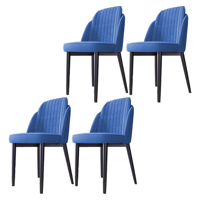 Scandinavian Style Dining Chair Metal Leather Dining Room Solid Back Chair Blue 4 Piece Set Black Clearhalo ' kitchen&dining_furn' 'Dining Chairs' 'Dining Tables & Seating' 'dining_chair' 'furn' 'furn_dining_chair' 'Furniture' 'furniture_dining_chair' 'Kitchen & Dining Furniture' 'kitchen' 4008584