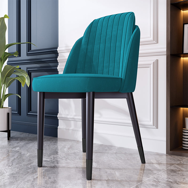 Scandinavian Style Dining Chair Metal Leather Dining Room Solid Back Chair Green 1 Piece Black Clearhalo ' kitchen&dining_furn' 'Dining Chairs' 'Dining Tables & Seating' 'dining_chair' 'furn' 'furn_dining_chair' 'Furniture' 'furniture_dining_chair' 'Kitchen & Dining Furniture' 'kitchen' 4008585