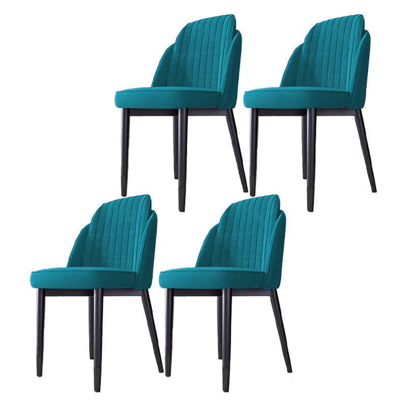 Scandinavian Style Dining Chair Metal Leather Dining Room Solid Back Chair Green 4 Piece Set Black Clearhalo ' kitchen&dining_furn' 'Dining Chairs' 'Dining Tables & Seating' 'dining_chair' 'furn' 'furn_dining_chair' 'Furniture' 'furniture_dining_chair' 'Kitchen & Dining Furniture' 'kitchen' 4008587