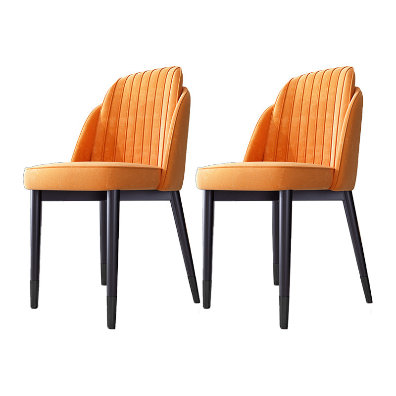 Scandinavian Style Dining Chair Metal Leather Dining Room Solid Back Chair Orange 2 Piece Set Black Clearhalo ' kitchen&dining_furn' 'Dining Chairs' 'Dining Tables & Seating' 'dining_chair' 'furn' 'furn_dining_chair' 'Furniture' 'furniture_dining_chair' 'Kitchen & Dining Furniture' 'kitchen' 4008589