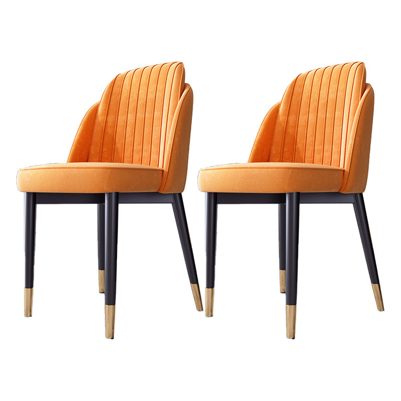 Scandinavian Style Dining Chair Metal Leather Dining Room Solid Back Chair Orange 2 Piece Set Black Gold Clearhalo ' kitchen&dining_furn' 'Dining Chairs' 'Dining Tables & Seating' 'dining_chair' 'furn' 'furn_dining_chair' 'Furniture' 'furniture_dining_chair' 'Kitchen & Dining Furniture' 'kitchen' 4008595
