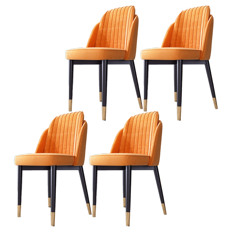 Scandinavian Style Dining Chair Metal Leather Dining Room Solid Back Chair Orange 4 Piece Set Black Gold Clearhalo ' kitchen&dining_furn' 'Dining Chairs' 'Dining Tables & Seating' 'dining_chair' 'furn' 'furn_dining_chair' 'Furniture' 'furniture_dining_chair' 'Kitchen & Dining Furniture' 'kitchen' 4008596