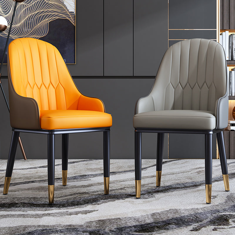 Scandinavian Style Metal Dining Chair Dining Room Solid Back Chair with Arm Clearhalo ' kitchen&dining_furn' 'Dining Chairs' 'Dining Tables & Seating' 'dining_chair' 'furn' 'furn_dining_chair' 'Furniture' 'furniture_dining_chair' 'Kitchen & Dining Furniture' 'kitchen' 4008601