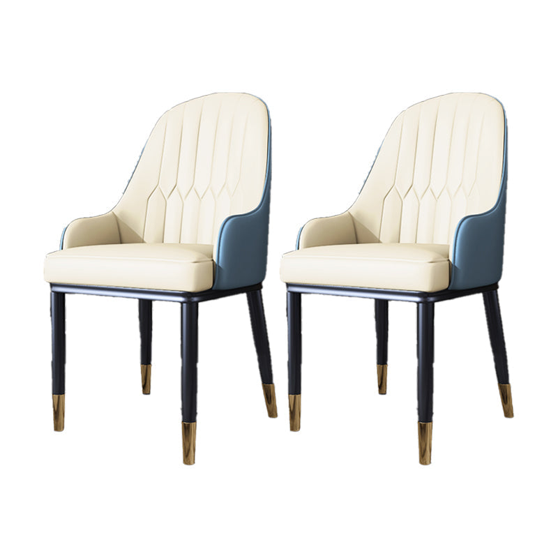 Scandinavian Style Metal Dining Chair Dining Room Solid Back Chair with Arm White-Blue 2 Piece Set Clearhalo ' kitchen&dining_furn' 'Dining Chairs' 'Dining Tables & Seating' 'dining_chair' 'furn' 'furn_dining_chair' 'Furniture' 'furniture_dining_chair' 'Kitchen & Dining Furniture' 'kitchen' 4008603