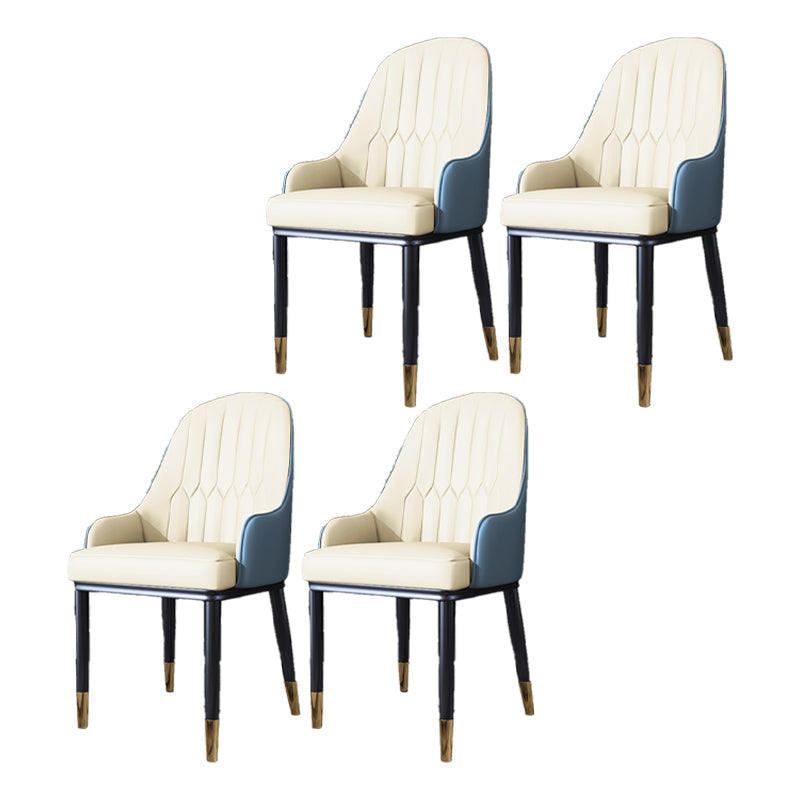 Scandinavian Style Metal Dining Chair Dining Room Solid Back Chair with Arm White-Blue 4 Piece Set Clearhalo ' kitchen&dining_furn' 'Dining Chairs' 'Dining Tables & Seating' 'dining_chair' 'furn' 'furn_dining_chair' 'Furniture' 'furniture_dining_chair' 'Kitchen & Dining Furniture' 'kitchen' 4008605