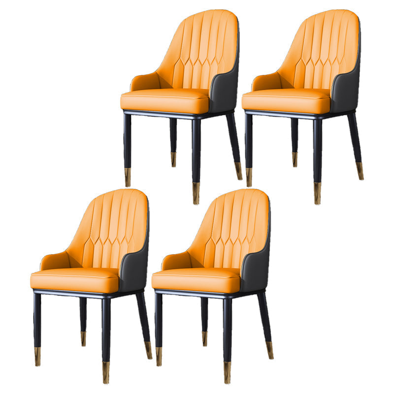 Scandinavian Style Metal Dining Chair Dining Room Solid Back Chair with Arm Gray-Orange 4 Piece Set Clearhalo ' kitchen&dining_furn' 'Dining Chairs' 'Dining Tables & Seating' 'dining_chair' 'furn' 'furn_dining_chair' 'Furniture' 'furniture_dining_chair' 'Kitchen & Dining Furniture' 'kitchen' 4008616