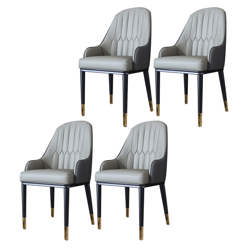 Scandinavian Style Metal Dining Chair Dining Room Solid Back Chair with Arm Grey 4 Piece Set Clearhalo ' kitchen&dining_furn' 'Dining Chairs' 'Dining Tables & Seating' 'dining_chair' 'furn' 'furn_dining_chair' 'Furniture' 'furniture_dining_chair' 'Kitchen & Dining Furniture' 'kitchen' 4008619