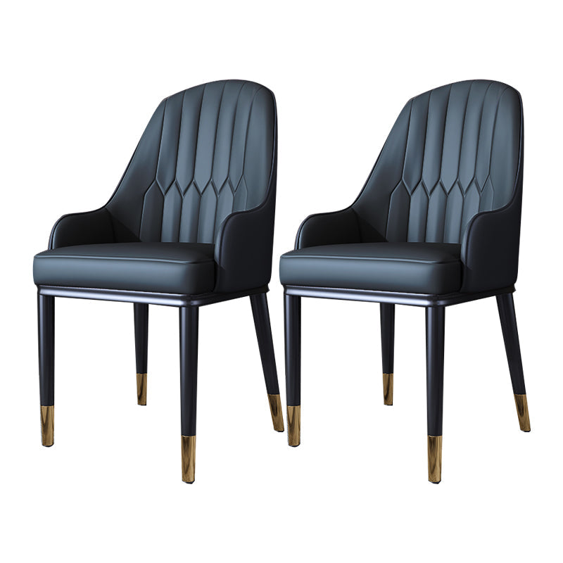 Scandinavian Style Metal Dining Chair Dining Room Solid Back Chair with Arm Black 2 Piece Set Clearhalo ' kitchen&dining_furn' 'Dining Chairs' 'Dining Tables & Seating' 'dining_chair' 'furn' 'furn_dining_chair' 'Furniture' 'furniture_dining_chair' 'Kitchen & Dining Furniture' 'kitchen' 4008624