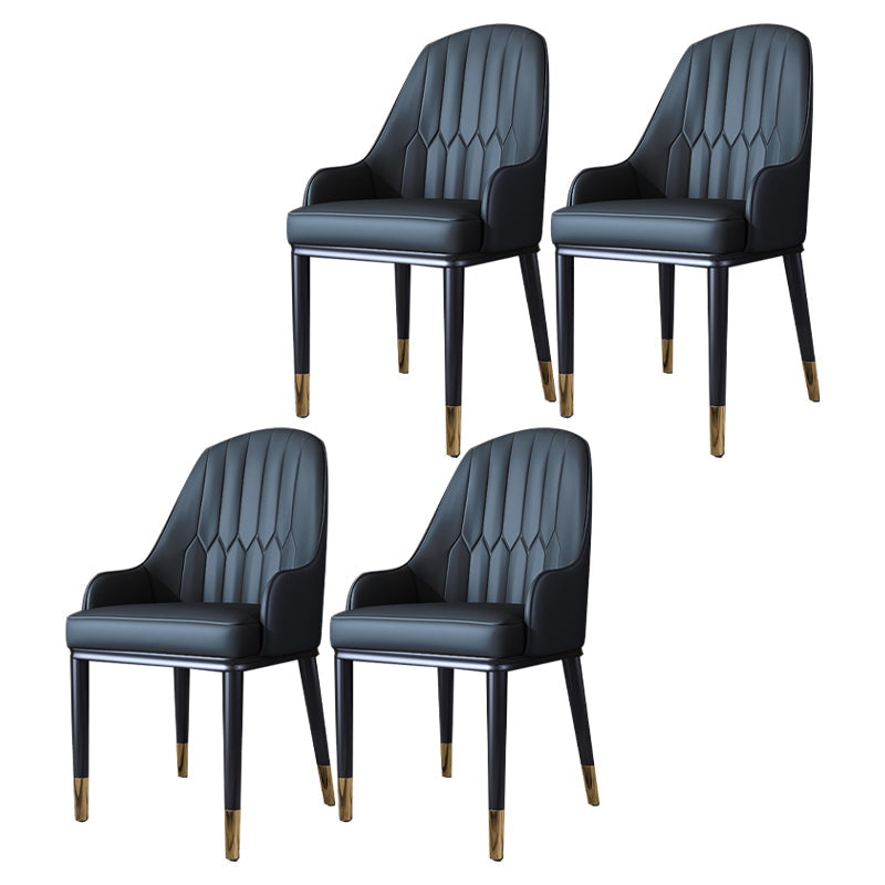 Scandinavian Style Metal Dining Chair Dining Room Solid Back Chair with Arm Black 4 Piece Set Clearhalo ' kitchen&dining_furn' 'Dining Chairs' 'Dining Tables & Seating' 'dining_chair' 'furn' 'furn_dining_chair' 'Furniture' 'furniture_dining_chair' 'Kitchen & Dining Furniture' 'kitchen' 4008625