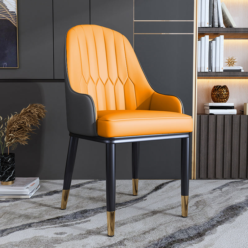 Metal Scandinavian Style Dining Side Chair Dining Room Padded Solid Back Chair with Arm Clearhalo ' kitchen&dining_furn' 'Dining Chairs' 'Dining Tables & Seating' 'dining_chair' 'furn' 'furn_dining_chair' 'Furniture' 'furniture_dining_chair' 'Kitchen & Dining Furniture' 'kitchen' 4008627