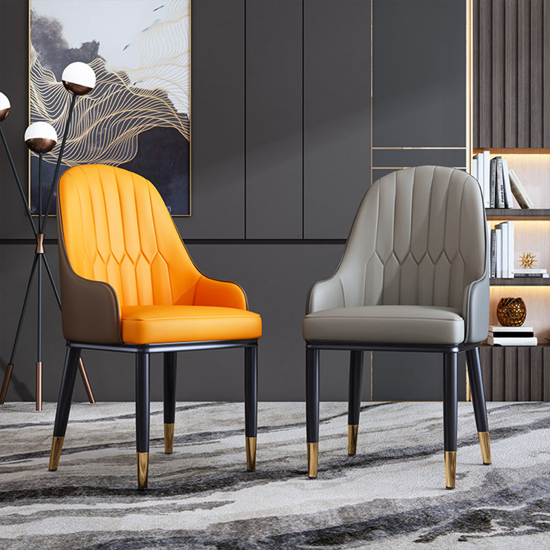 Metal Scandinavian Style Dining Side Chair Dining Room Padded Solid Back Chair with Arm Clearhalo ' kitchen&dining_furn' 'Dining Chairs' 'Dining Tables & Seating' 'dining_chair' 'furn' 'furn_dining_chair' 'Furniture' 'furniture_dining_chair' 'Kitchen & Dining Furniture' 'kitchen' 4008629