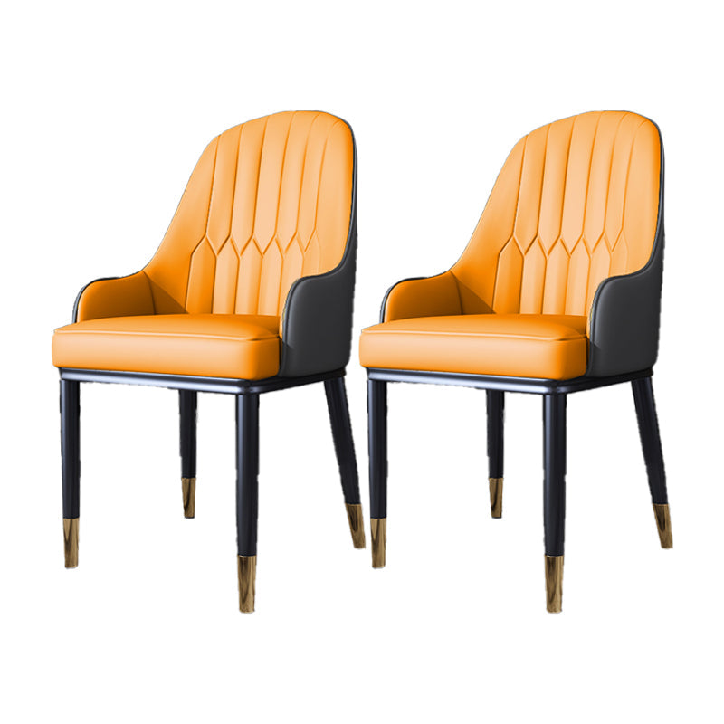 Metal Scandinavian Style Dining Side Chair Dining Room Padded Solid Back Chair with Arm Gray-Orange 2 Piece Set Clearhalo ' kitchen&dining_furn' 'Dining Chairs' 'Dining Tables & Seating' 'dining_chair' 'furn' 'furn_dining_chair' 'Furniture' 'furniture_dining_chair' 'Kitchen & Dining Furniture' 'kitchen' 4008630