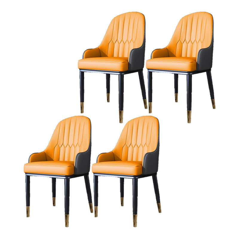 Metal Scandinavian Style Dining Side Chair Dining Room Padded Solid Back Chair with Arm Gray-Orange 4 Piece Set Clearhalo ' kitchen&dining_furn' 'Dining Chairs' 'Dining Tables & Seating' 'dining_chair' 'furn' 'furn_dining_chair' 'Furniture' 'furniture_dining_chair' 'Kitchen & Dining Furniture' 'kitchen' 4008632