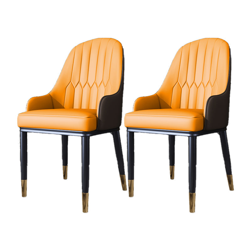 Metal Scandinavian Style Dining Side Chair Dining Room Padded Solid Back Chair with Arm Khaki-Orange 2 Piece Set Clearhalo ' kitchen&dining_furn' 'Dining Chairs' 'Dining Tables & Seating' 'dining_chair' 'furn' 'furn_dining_chair' 'Furniture' 'furniture_dining_chair' 'Kitchen & Dining Furniture' 'kitchen' 4008636