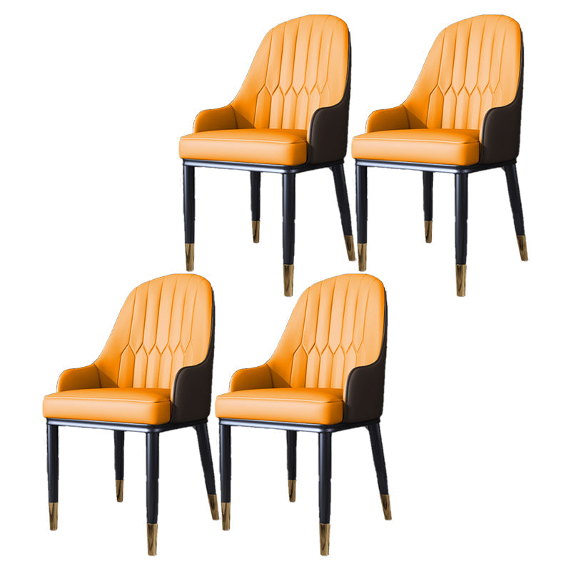 Metal Scandinavian Style Dining Side Chair Dining Room Padded Solid Back Chair with Arm Khaki-Orange 4 Piece Set Clearhalo ' kitchen&dining_furn' 'Dining Chairs' 'Dining Tables & Seating' 'dining_chair' 'furn' 'furn_dining_chair' 'Furniture' 'furniture_dining_chair' 'Kitchen & Dining Furniture' 'kitchen' 4008638