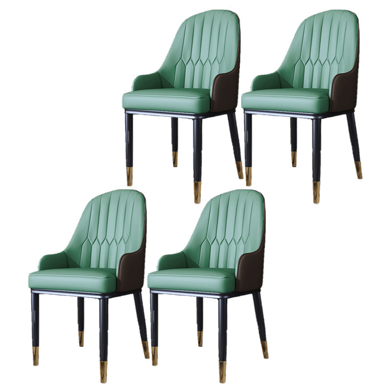 Metal Scandinavian Style Dining Side Chair Dining Room Padded Solid Back Chair with Arm Green-Coffee 4 Piece Set Clearhalo ' kitchen&dining_furn' 'Dining Chairs' 'Dining Tables & Seating' 'dining_chair' 'furn' 'furn_dining_chair' 'Furniture' 'furniture_dining_chair' 'Kitchen & Dining Furniture' 'kitchen' 4008647