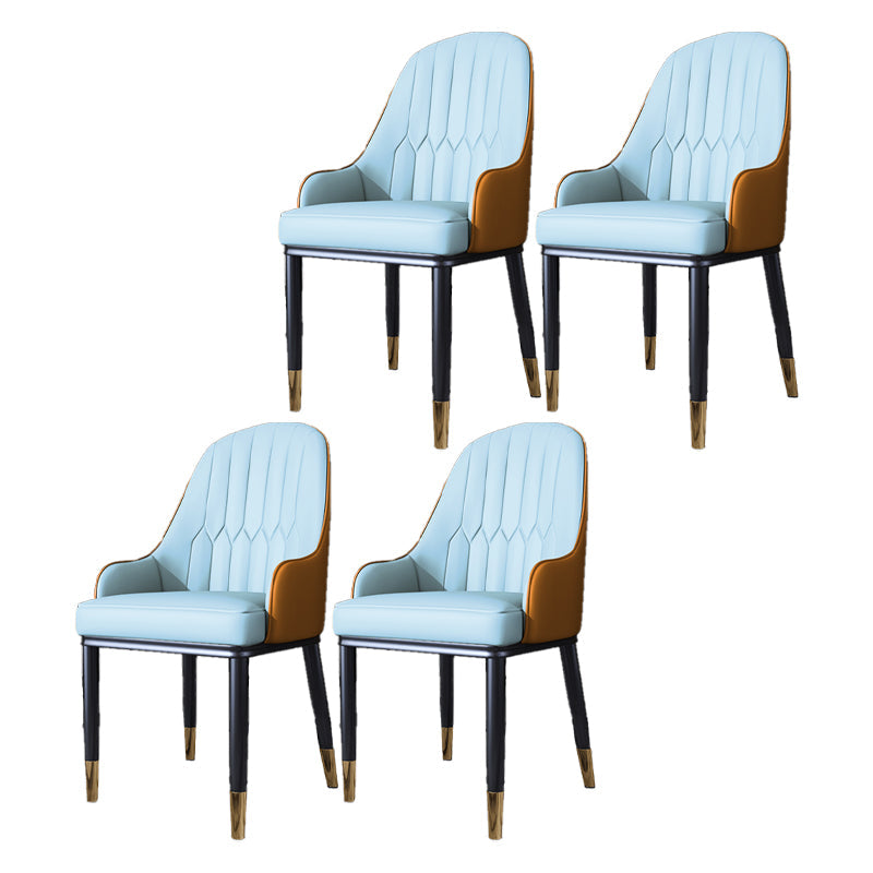 Metal Scandinavian Style Dining Side Chair Dining Room Padded Solid Back Chair with Arm Blue-Orange 4 Piece Set Clearhalo ' kitchen&dining_furn' 'Dining Chairs' 'Dining Tables & Seating' 'dining_chair' 'furn' 'furn_dining_chair' 'Furniture' 'furniture_dining_chair' 'Kitchen & Dining Furniture' 'kitchen' 4008650