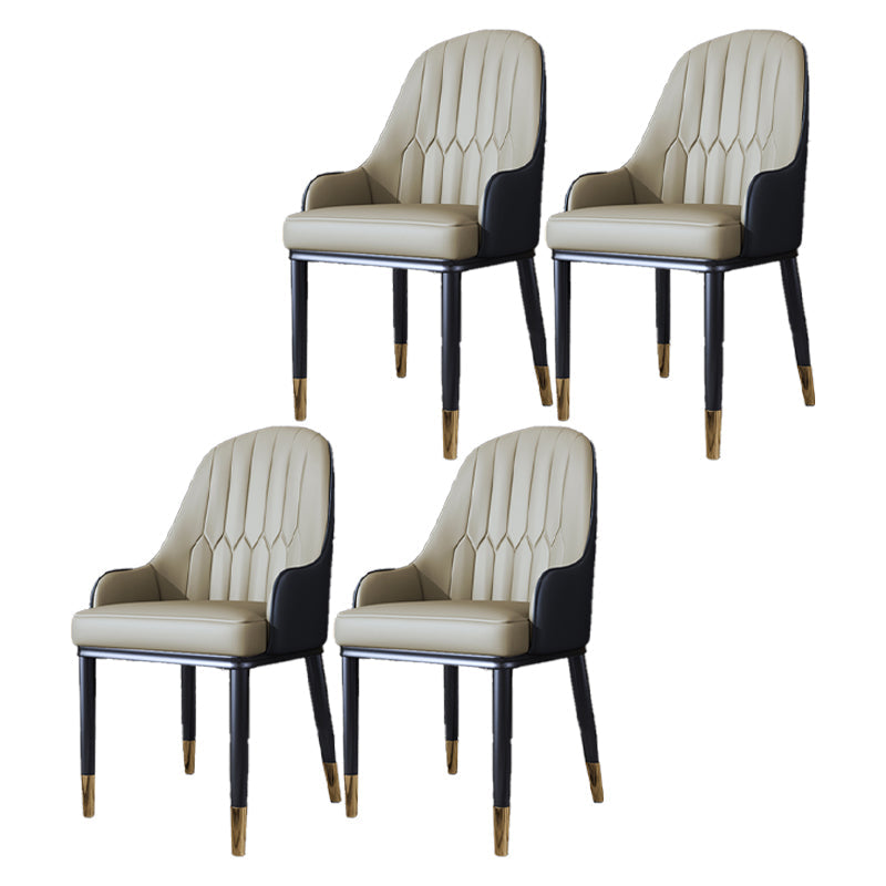 Metal Scandinavian Style Dining Side Chair Dining Room Padded Solid Back Chair with Arm Camel 4 Piece Set Clearhalo ' kitchen&dining_furn' 'Dining Chairs' 'Dining Tables & Seating' 'dining_chair' 'furn' 'furn_dining_chair' 'Furniture' 'furniture_dining_chair' 'Kitchen & Dining Furniture' 'kitchen' 4008653