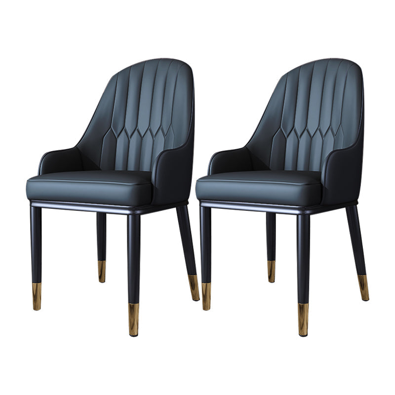 Metal Scandinavian Style Dining Side Chair Dining Room Padded Solid Back Chair with Arm Black 2 Piece Set Clearhalo ' kitchen&dining_furn' 'Dining Chairs' 'Dining Tables & Seating' 'dining_chair' 'furn' 'furn_dining_chair' 'Furniture' 'furniture_dining_chair' 'Kitchen & Dining Furniture' 'kitchen' 4008655